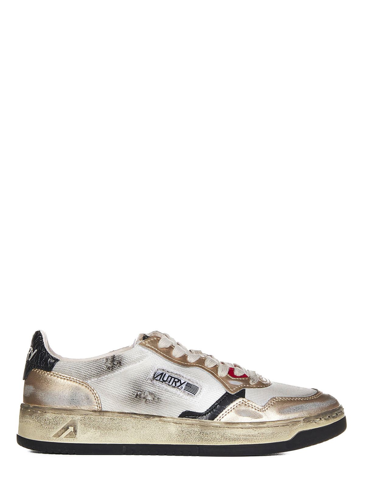 White/black/gold 'Medalist Low Super Vintage' sneakers AUTRY